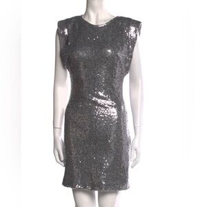 Astr The Label Women’s XS Sleeveless Crew Neck Silver Sequin Mini Dress